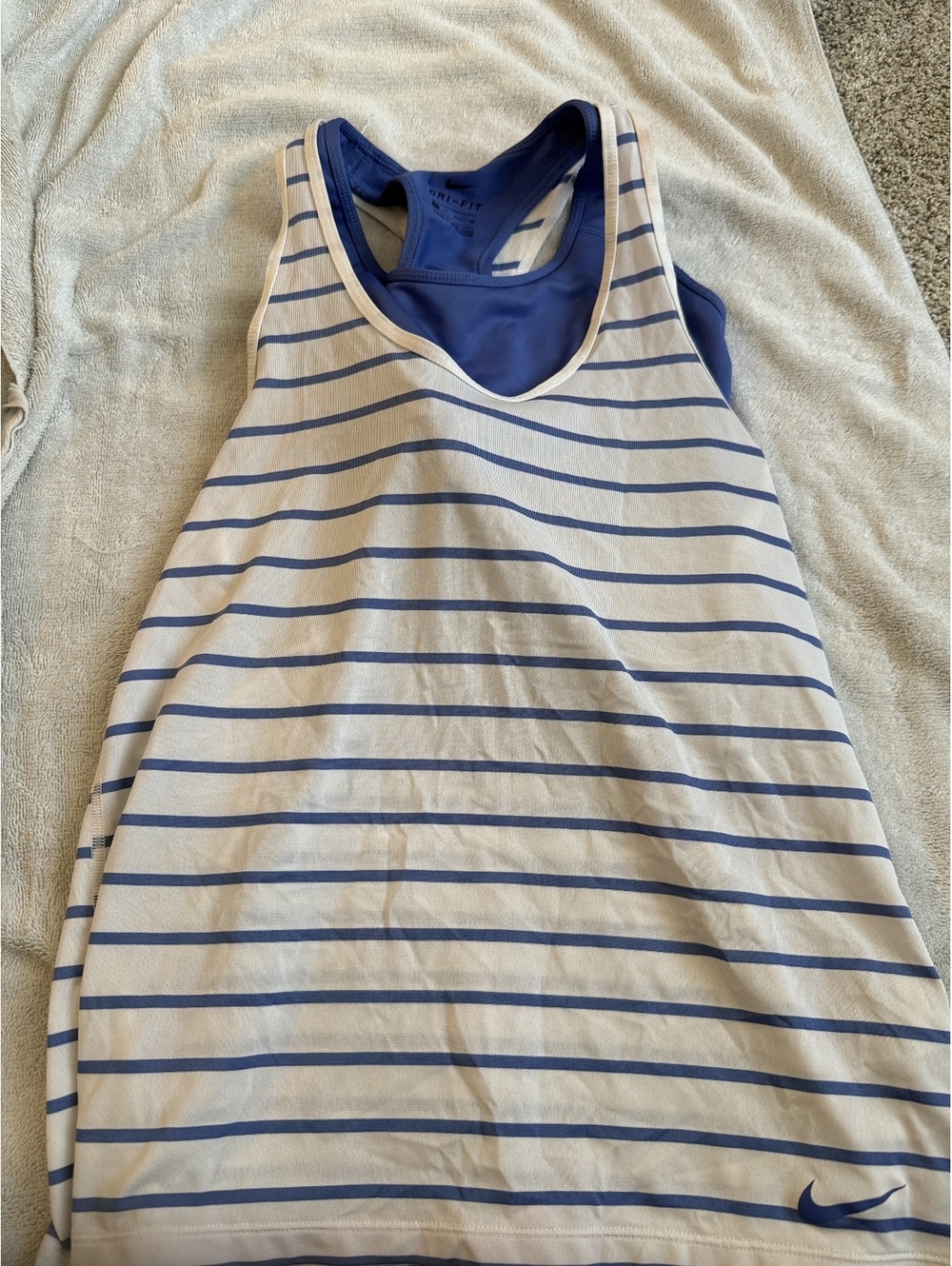 Nike Dri-FIT Women's XS Racerback Tank Top Blue and White Stripes